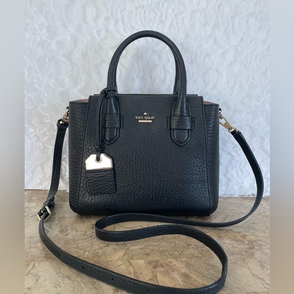 KATE SPADE black hard pebble leather small crossbody
